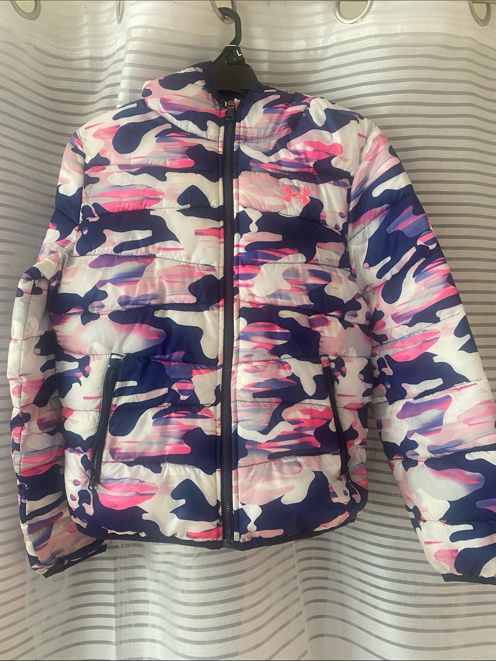 Under Armour Girls White, Pink & Purple Camo Puffer Jacket